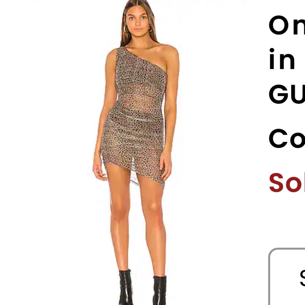 GUIZIO One Shoulder Ruched Dress in Leopard - Picture 2 of 9